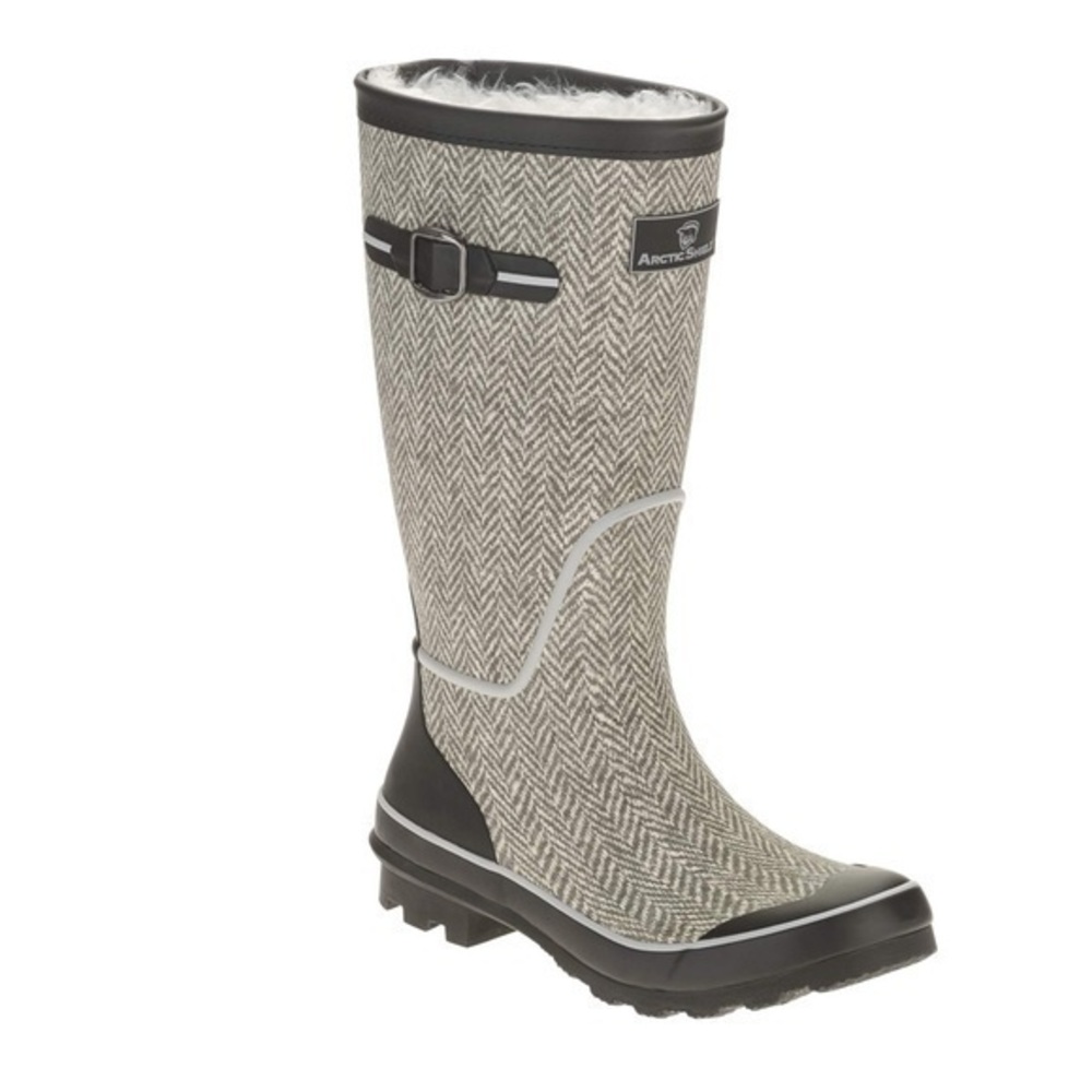 ✨ arctic shield brown herringbone for winter rain ☔️ rubber wellies boots 👢 6